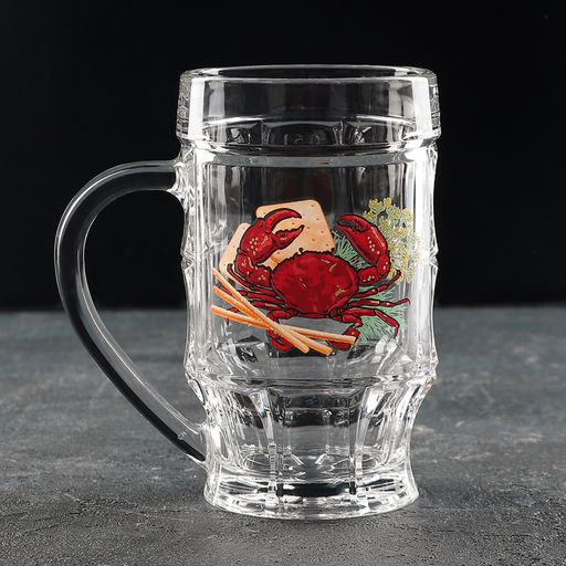 Цена за 8 шт. Пивная кружка «Деликатес. Пинта», 500 мл, стекло, рисунок МИКС