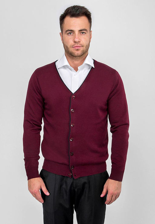 Кардиган мужской GREG G135-12-цв.планка D2 (бордо)  фото 6