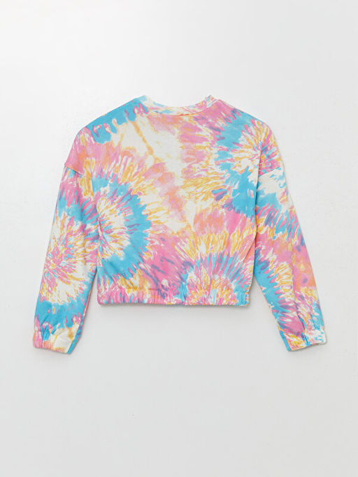 Bisiklet Yaka Batik Desenli Uzun Kollu K?z ?ocuk Sweatshirt