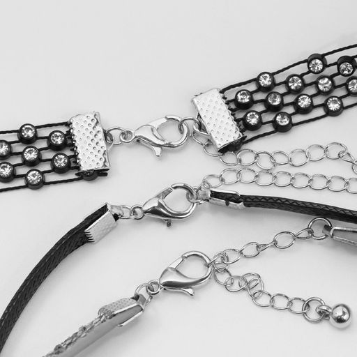 Чокер Трио ледяное сердце (набор 3 шт.), цвет чёрно-серебряный, 34 см - Queen fair фото 3