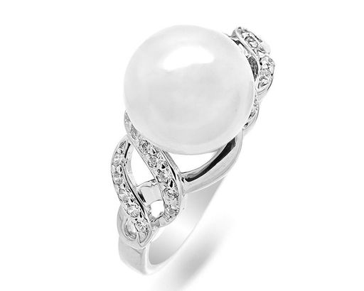 Кольцо из серебра жемчуг swarovski, МЖВ465