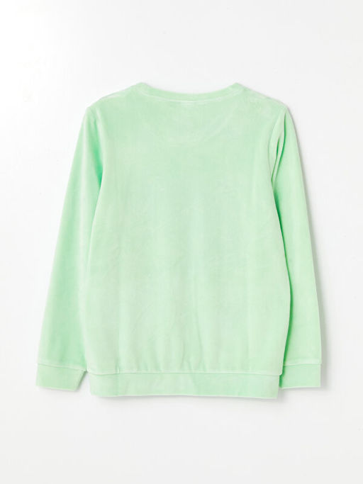 Bisiklet Yaka Kadife K?z ?ocuk Pijama Tak?m?