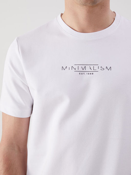 Bisiklet Yaka Bask?l? Penye Erkek Ti??rt