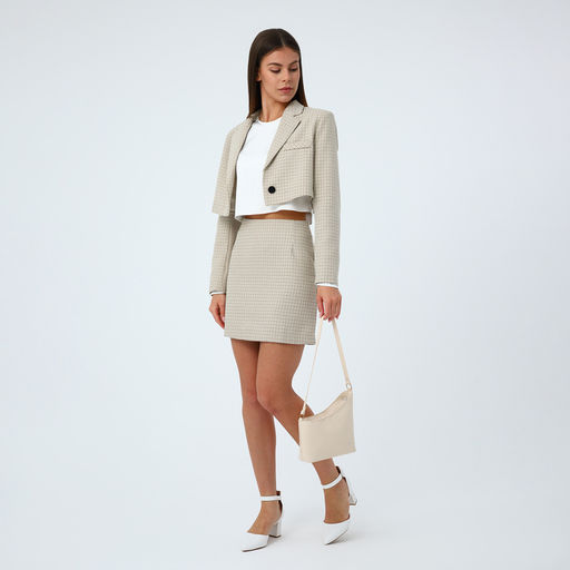 Сумка женская на молнии, бежевая