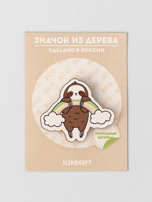 Значок ECO из дерева Rainbow Sloth