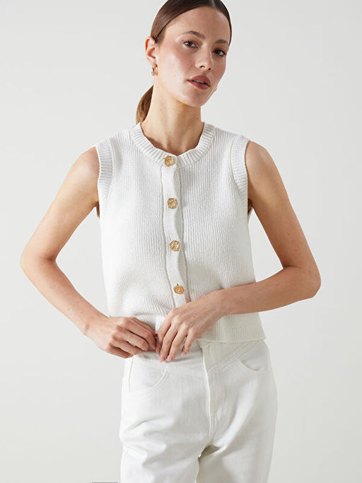 Bisiklet Yaka Kad?n Triko Yelek