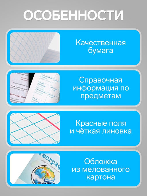 Цена за 10 шт. Тетрадь предметная 36 листов в клетку, Calligrata, «Предметы. География»