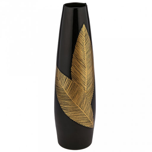 Ваза для цветов стеклянная "Cone" 2,74л, д11,8см, h40см, "Сарагоса", черная с бронзой (Россия)