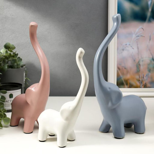 Набор фигурок керамика «Семейство слонов», 3 шт., матовый