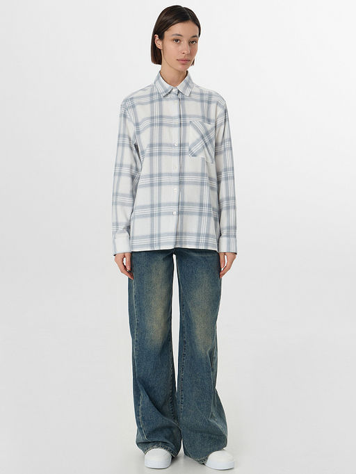 Рубашка женская серая в клетку