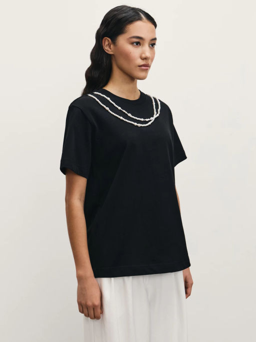 Футболка с декоративными бусами / Zarina  фото 4