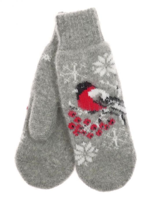 Варежки женские "Снегирь и снежинки" КРУГ 3472-6