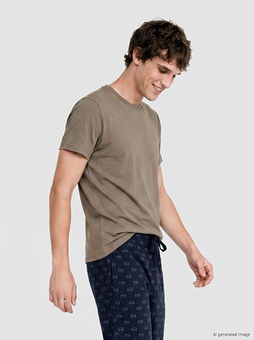 Bisiklet Yaka Erkek Pijama ?st
