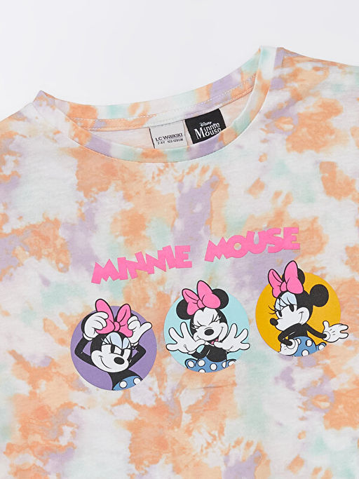 Bisiklet Yaka Minnie Mouse Bask?l? K?sa Kollu K?z ?ocuk Ti??rt ve ?ort - Waikiki фото 3