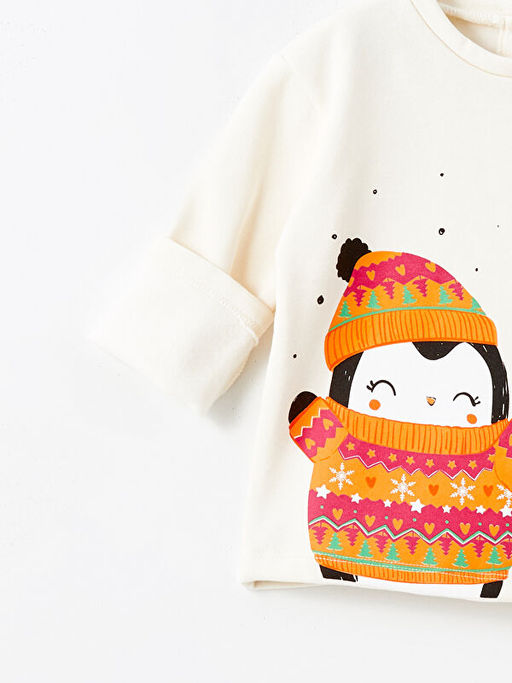 Bisiklet Yaka Bask?l? K?z Bebek Sweatshirt - Waikiki фото 2