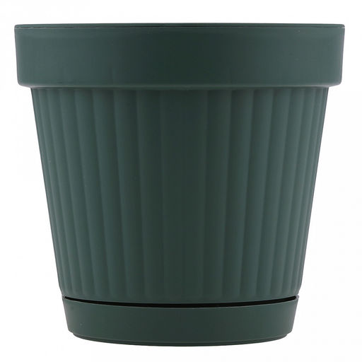 Горшок для цветов пластмассовый "Классика" 1,4л, д14,5см, h13,5см, с поддоном, темно-зеленый (Россия)