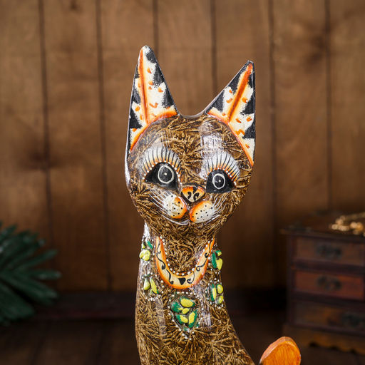 Фигура интерьерная «Кошка», 50 см, дерево