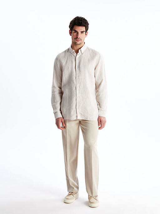 Slim Fit Uzun Kollu %100 Keten Erkek G?mlek