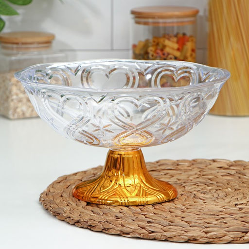 Салатник на ножке Доляна, 22?13 см, пластик, золотистый