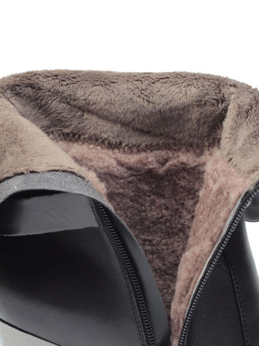 YF189-060M BLACK Полусапоги зимние женские (натуральная кожа, натуральный мех (еврозима))