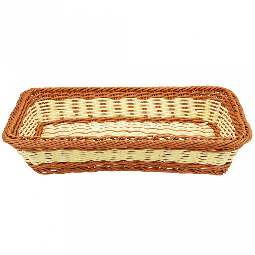 Корзина-сухарница плетная Пастораль 34,5х24,5см h7,5см, полипропилен, бежево-коричневый, форма прямоугольная (Китай) - Домашняя мода фото 2