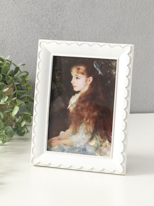 Фоторамка для фото 13×18 см «Узор волна», полистоун, белая, 22×17×2.5 см