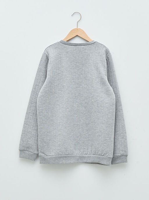 Bisiklet Yaka Bask?l? Uzun Kollu Erkek ?ocuk Sweatshirt - Waikiki фото 2