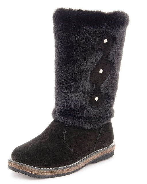 Унты женские на войлочной подошве.Черн., Замша. Черная "норка". Молния