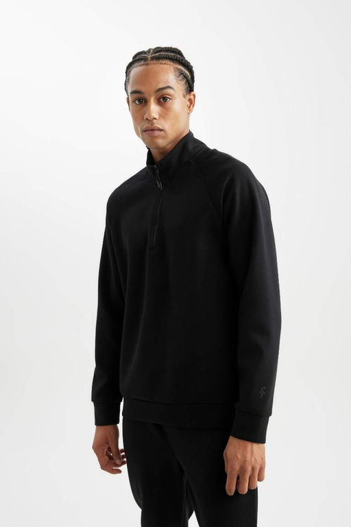 DeFactoFit Спортивная толстовка стандартного кроя с воротником-стойкой и полумолнией  фото 4