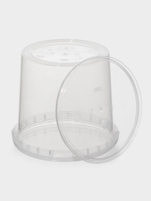 Цена за 100 шт. Ведро одноразовое с крышкой, пластик, 2 л, d=17.3 см, пищевое, прозрачное