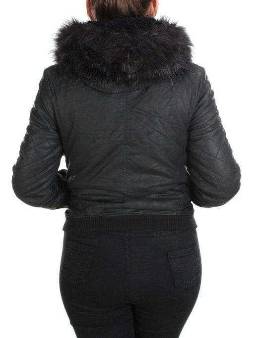 74051 BLACK Куртка зимняя женская NO NAME (200 гр. холлофайбер) - Фабричный китай фото 5