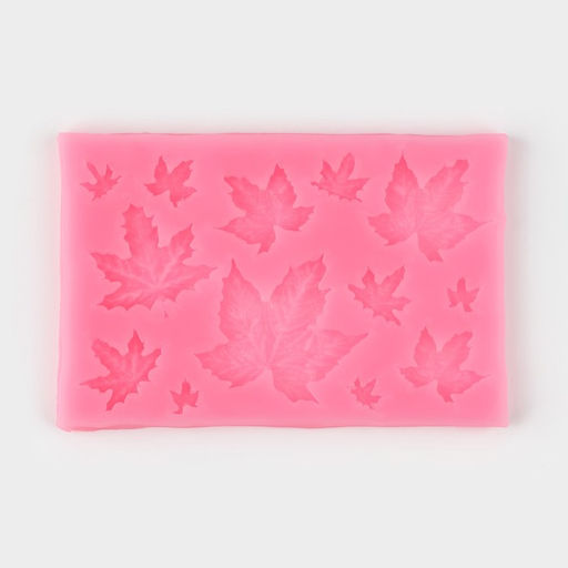 Молд для заливки Доляна «Листья», силикон, 9.5×6.3 см, розовый