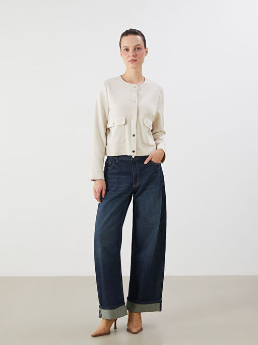 Bisiklet Yaka S?et G?r?n?ml? Kad?n Ceket