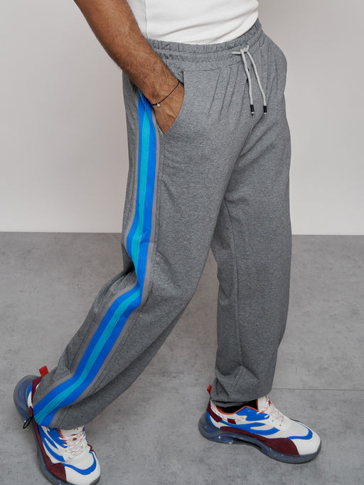 Широкие спортивные штаны трикотажные мужские серого цвета 12903Sr - Mtforce фото 19