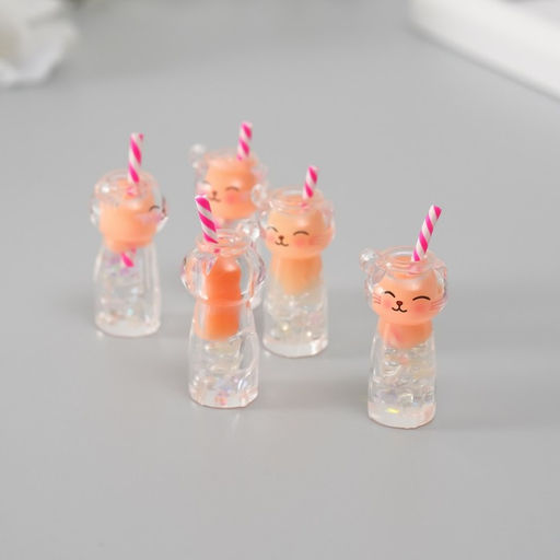 Цена за 5 шт. Подвеска для творчества акрил «Коктейль. Персик-кошка», светится в темноте, 3.4×1.8×1.8 см