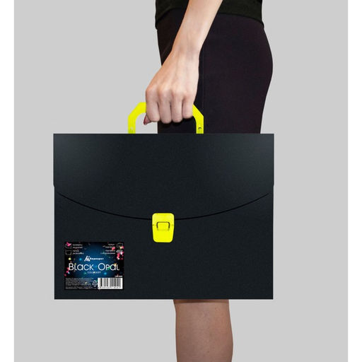 Папка-портфель А4, 700 мкм, 1 отделение, Calligrata, чёрный, неон салатовый  фото 6