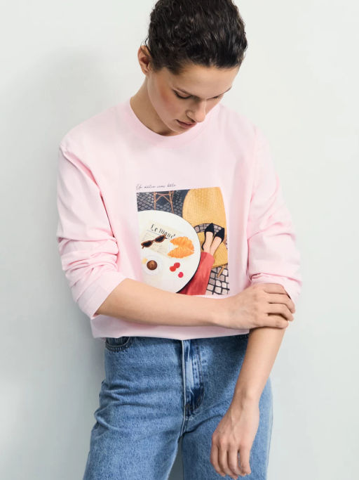 Прямой лонгслив с принтом / Zarina