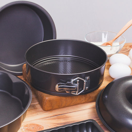 Форма для выпечки Доляна «Элин. Круг», d=24 см, разъёмная, антипригарное покрытие, чёрная