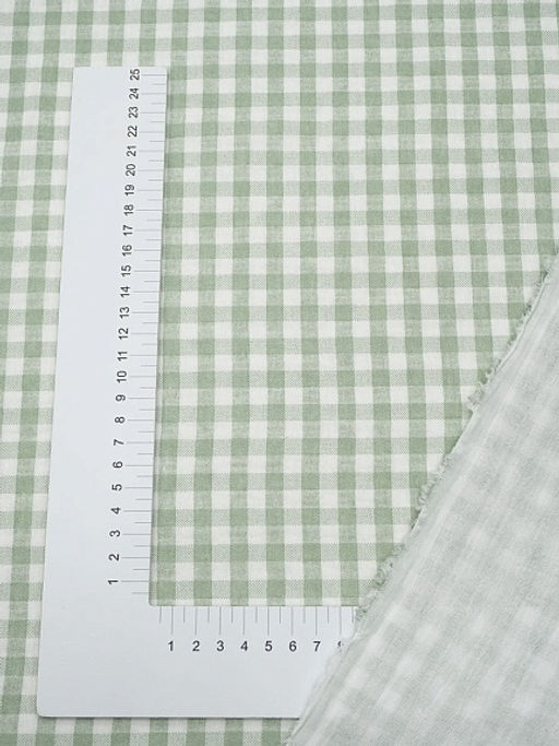 Муслин двухслойный с эф.жатости Клетка (0.7*0.7см) цв.морозная мята, ш.1.4м, хлопок-100% - Купава фото 3