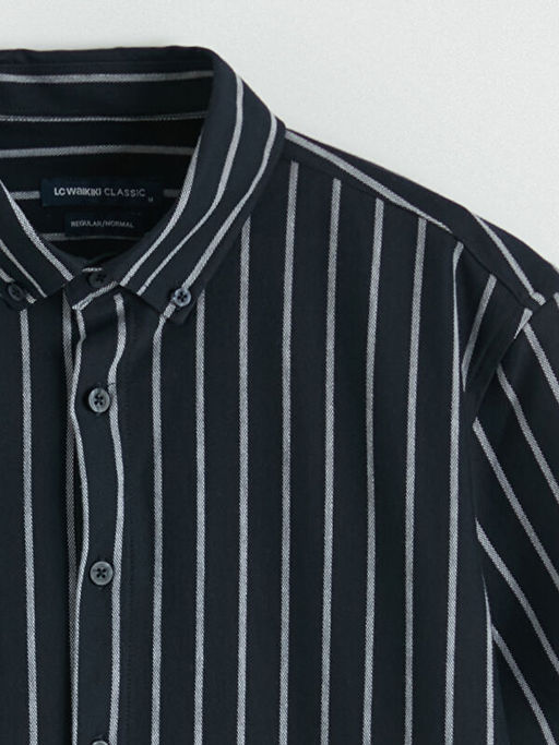 Regular Fit K?sa Kollu ?izgili Erkek G?mlek