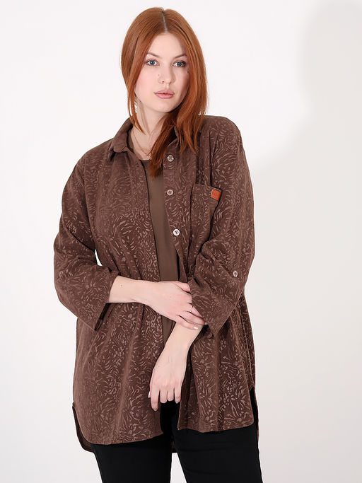 Женская рубашка из вельвета больших размеров