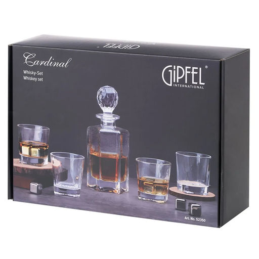 52350 GIPFEL Набор для виски CARDINAL: графин 750мл, 4 бокала 280мл. Материал: хрустальное стекло