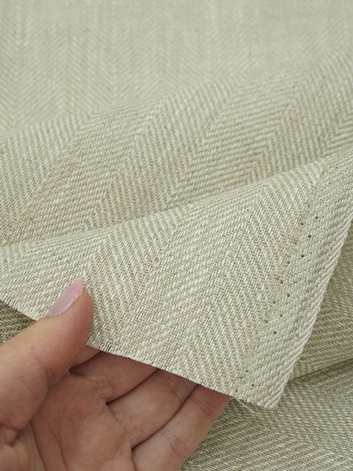 Льняной жаккард Елочка цв.натуральный, ш.1.5 м, лен-100%, 280гр/м.кв - Купава фото 5