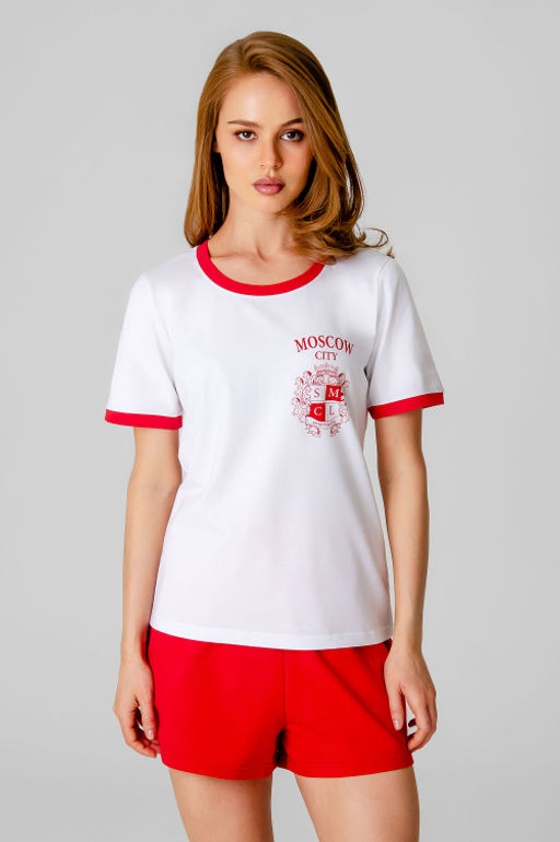 Арт.2374/2 Набор футболка и шорты 42-50 ( 5 шт.) Цвет:верх-белый, низ-красный - Калинка фото 4