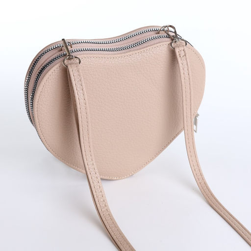 Сумка женская кросс-боди на молнии, в форме сердца, 20×5×16 см, бежевая