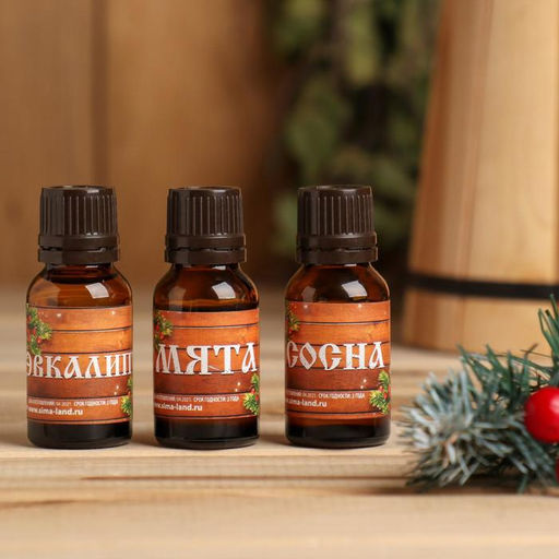 Набор: 3 аромамасла сосна, эвкалипт и мята С Новым годом! С легким паром! - Банная забава фото 2