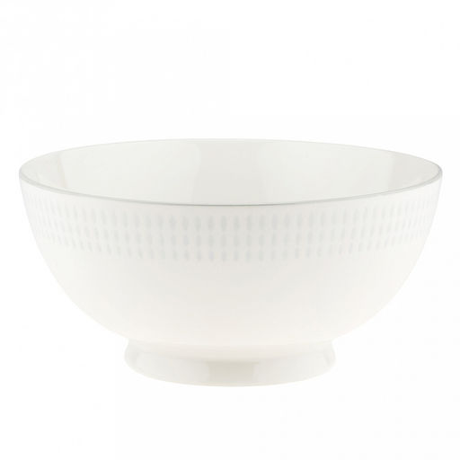 Облако Салатник фарфоровый 1,6л, д20,4см, h9,6см, на ножке, рельефный декор - голубой, отводка, белый (Китай)