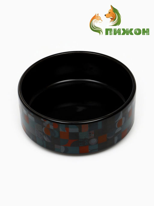 Миска керамическая Разноцветный горошек 200 мл - 10.510.54 см, чёрная - Пижон фото 2