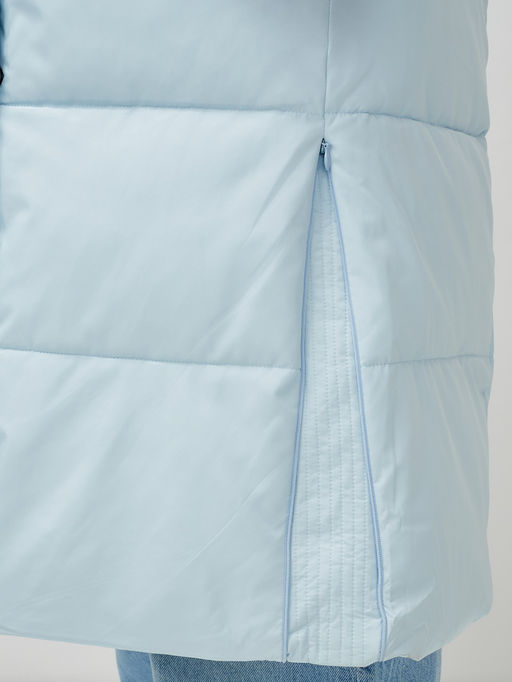 Пальто утепленное стеганное зимнее с капюшоном женское голубого цвета 9620Gl - Mtforce фото 12