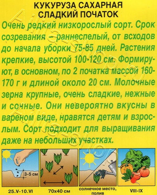 Кукуруза Сладкий початок сахарная 5г (Аэлита)